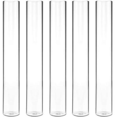 Imagem de Kingbuy Pacote com 5, tubo de ensaio de vidro de 16,7 cm, tubo de propagação hidropônico interno, vaso de flores transparente