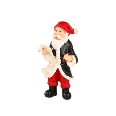 Imagem de IEUDNS Enfeite de Natal em Resina com Estatueta de Papai Noel para Decoração de Sala de Estar, Escultura de Natal, Estátua de Papai Noel para Casa, Festa E M, Segurando uma caneta