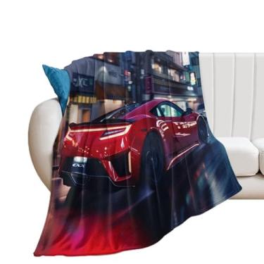 Imagem de HouLaiZhe Cobertor super macio de flanela vermelha NSX JDM carro dirigindo em alta velocidade, cobertores refrescantes leves para sofá-cama, cadeira, sofá, carro, viagens ao ar livre, leve, quente