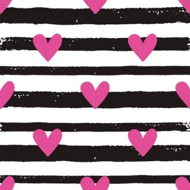 Imagem de Papel De Parede Adesivo Coração Rosa Litras Branco E Preto Quarto 3m -