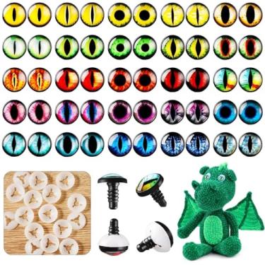 Imagem de MUCUNNIA 50 peças de olhos de segurança de 16 mm para amigurumi com arruela dragão olhos de segurança boneca crochê olhos de segurança para animais de pelúcia olhos para argila decorações de Natal