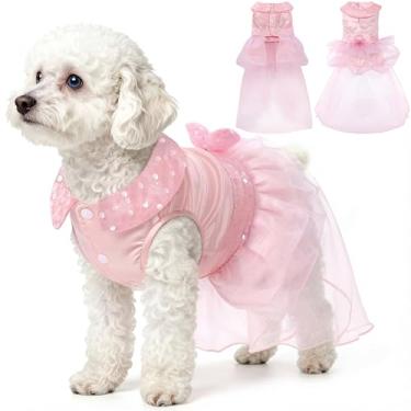 Imagem de Vestido de casamento para cães pequenos, médios, grandes, princesas, animais de estimação, com cauda destacável, multicamadas, organza, cachorrinho, tutu, saia tutu com laço e laço, roupas de