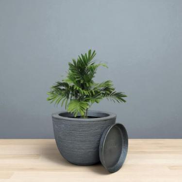 Imagem de Vaso Decoratico Planta Flor Bojo Escovado 19x25 Jardim Varanda Polietileno (Preto)