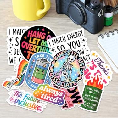 Imagem de 10 adesivos de saúde mental, decalques de vinil de autocuidado positivo com citações motivacionais, frases de cura e ansiedade, adesivos à prova d'água para laptop, garrafa de água, diário e
