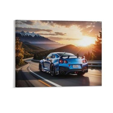 Imagem de HouLaiZhe R35 Jdm carro esporte nascer do sol pôsteres fixes parede parede estética decoração de sala de parede impressões galeria sala decoração de parede para quarto sala de estar escritório 11 x 14
