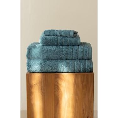 Imagem de Towels Beyond - Conjunto de toalhas de luxo de 4 peças, feito com 100% algodão turco, altamente absorvente e confortável, inclui 2 toalhas de banho, 1 toalha de mão e 1 toalha de banho | (verde)