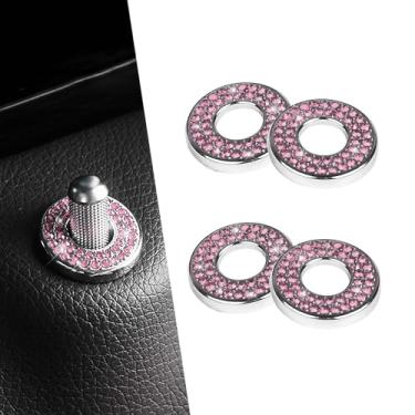Imagem de Zikefest 4 peças de capas de tranca de porta de carro internas brilhantes, adesivos decorativos de parafuso de haste de strass, acessórios de decalques automotivos de cristal, compatíveis com