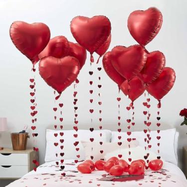 Imagem de Conjunto de 10 balões em forma de coração para casamentos, noivados, aniversários, festivais, decoração de locais, decoração de balões