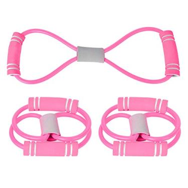 Imagem de Ymiko 2pcs 8 Faixas de Resistência Em Formato de Expansor de Peito, Tiras Elásticas de Alongamento para Exercícios de Ioga e Fitness (Corda de tensão colorida rosa * 2)