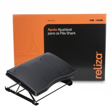 Imagem de Apoio para Pés Ergonômico Reliza Shark PP Gangorra NR17 com 7 Regulagens - Preto