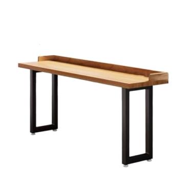 Imagem de Mesa de bar Mesa de bar baixa industrial com backsplash e estrutura metal, mesa jantar estreita longa multiuso para cozinha(160 * 40 * 75cm)