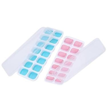 Imagem de Forma De Gelo Fundo Tampa Rígida(Kit 2 (Rosa e azul))
