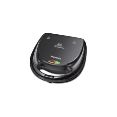 Imagem de Sanduicheira Elétrica Fast Gril Toast, 750W, 127V, Antiaderente, Abertura 180°, Inox Preto, 22x18.5x5.5cm