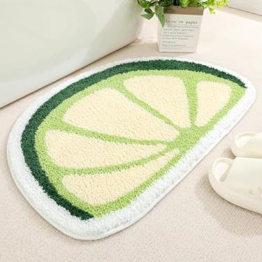 Imagem de Molesun Tapete de banho de limão, tapete de banheiro de microfibra de pelúcia, antiderrapante, absorvente de água, tapetes engraçados de frutas para quarto de crianças, quarto, cozinha, 40,6 x 61 cm