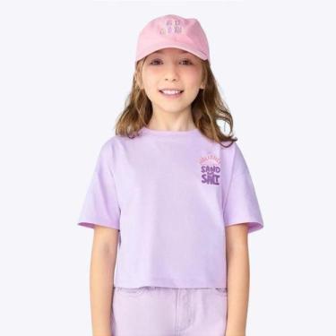 Imagem de Blusa Cropped Manga Curta Lilás Infantil Menina Hering Kids - Conforto