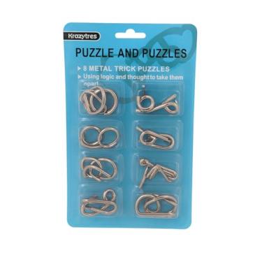 Imagem de Kit 08 Quebra Cabeça Metal 3d Desafio Enigma Puzzle