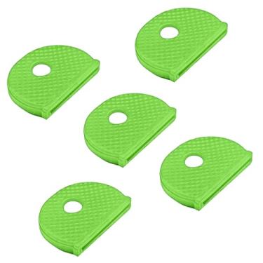 Imagem de Boguish Pacote com 5, capa para chaveiro, identificador de chave, marcador de etiqueta codificado, manga de PVC meia redonda para escritórios, casas e apartamentos