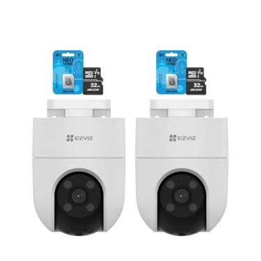 Imagem de Kit 2 Cameras de Segurança Wi-Fi Externas CS-H8C 1080p com Visao Noturna Colorida, Rotaçao Panoramica e Detecçao de Movimento + 2 Cartões de Memoria Micro SD 32GB Classe 10 Alta Velocidade