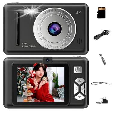 Imagem de Câmera digital 1080P FHD 44MP com zoom digital de 16x, estabilizador de imagem, função para jogos e cartão de 32GB para adolescentes, idosos e iniciantes. (preto)