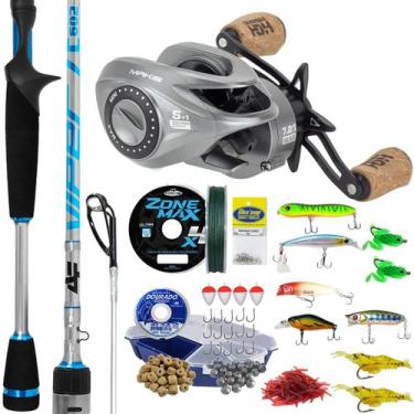 Imagem de Kit Pesca Completo Carretilha Zaire Vara Viper Estojo + 10 Iscas Lado: