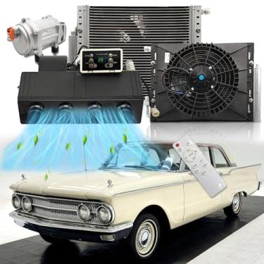 Imagem de Condicionador de ar universal 12V Underdash 10500 BTU com controle remoto, unidade elétrica de 12 V CC sob o painel AC resfriamento rápido baixo ruído para carros clássicos, automotivos, semi