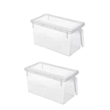 Imagem de Gaveta Para Armazenamento de Alimentos Com AlçAs de PláStico Transparente, Adequada Para Armazenar Legumes e Frutas.(TRANSPARENTE 2 PCS)