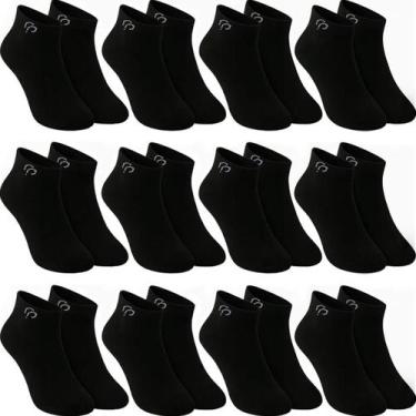 Imagem de Kit 12 Pares Meias Cano Curto Baixo Soquete Sapatilha Unissex Masculin