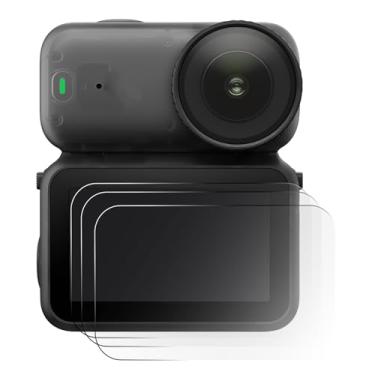 Imagem de 3 peças protetoras de tela compatíveis com câmera de ação Nano Dji Osmo, película de vidro temperado de dureza 9H cristalina com películas de lente TPU macio, acessórios para câmera digital, impressão