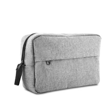 Imagem de Necessaire de Viagem Premium, Cinza, Poliéster 300D, 3L de Capacidade, com Compartimento Frontal e Zíper de Qualidade, 17 x 25,4 x 8,5 cm