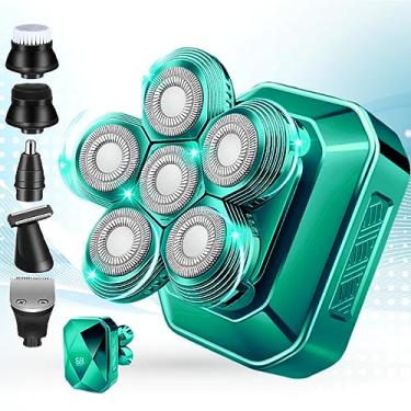 Imagem de Barbeadores de cabeça para homens carecas, barbeador de cabeça careca para homens, kit de cuidados 6 em 1 com aparador de pelos do nariz