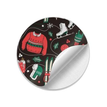 Imagem de Autocolantes Adesivos Redondos Natalinos Coloridos 25 Unidades Inverno - Tamanho 85x85cm