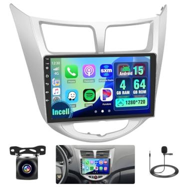 Imagem de 8 núcleos 64G para Hyundai Accent Verna Solaris 2010-2016 Android Car Stereo, 9 polegadas 1280 * 720 IPS tela sensível ao toque rádio carplay Android navegação GPS automática WiFi câmera de backup
