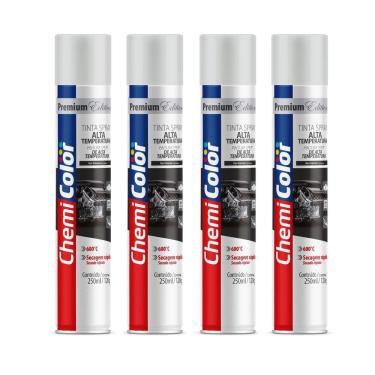 Imagem de Kit 4 Tinta Chemicolor 250Ml Alta Temperatura Branco Fosco
