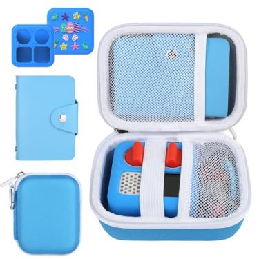 Imagem de Kit de suporte de cartão de 2 peças para Yoto Cards, capa rígida de viagem compatível com Yoto Mini Player, mini jaqueta para Yoto, fichário de cartão comporta até Yoto 24 cartões (azul)