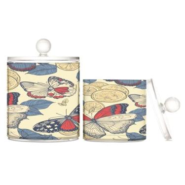Imagem de GAIGEO Flores amarelas borboleta limão bandeira plástico boticário pote com tampa, pote de plástico com tampa decorativo, acessórios de maquiagem
