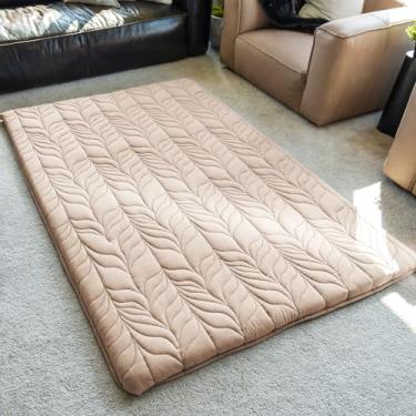Imagem de ZonLi Colchão japonês futon tamanho duplo, tapete de tatame espesso com capa lavável 100% algodão, dobrável, portátil, espreguiçadeira para acampamento, café