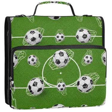 Imagem de Bolas de futebol líquido 3,88 cm, fichário organizador com zíper com alça bolsa escolar grande, vários bolsos, pasta grande, 34,5 x 31,5 x 9 cm
