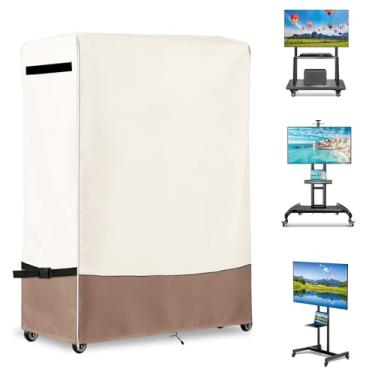 Imagem de Capa de TV externa à prova de intempéries, resistente 600D à prova d'água, com zíper para TV de 45 a 50 polegadas, capas protetoras de TV de pátio para suporte de TV portátil sobre rodas, 139 cm C C x