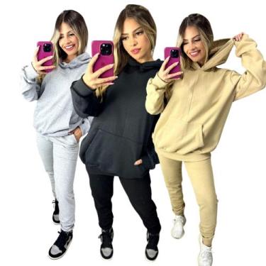 Imagem de Kit com 3 CONJUNTOS de MOLETOM TREINO iNVERNO E DIA-A-DIA QUENTINHO FL