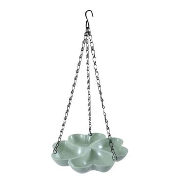 Imagem de Ｂｅｓｇａ Comedouro/Bebedouro para Pássaros com Gancho e Corrente, 4 Compartimentos, às Intempéries, Ideal para Pendurar em Varandas, Quintais e, Verde