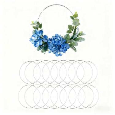 Imagem de Argola de guirlanda de metal prateado floral - 1 peça de anel de artesanato em vários tamanhos para apanhadores de sonhos faça você mesmo, decoração de parede, macramê e artesanato de decoração de