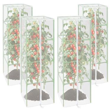 Imagem de ZeeDix Rede de pássaros para gaiola de tomate de jardim, pacote com 4, gaiola de malha de jardim, árvore frutífera, arbusto, mirtilo, trepadeira, rede de cobertura, rede de jardim, persiana de caça