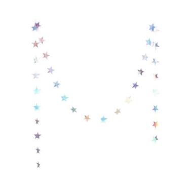 Imagem de Guirlanda De Estrelas De Papel Prateado Iridescente Para Decoração De 