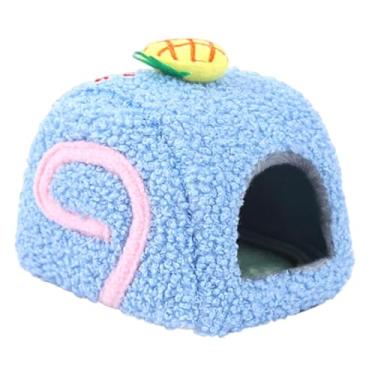 Imagem de IEUDNS Cama quente para hamster, toca para porquinho-da-índia, habitat para dormir, para gerbil anão e petauros-do-açúcar, Azul