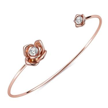 Imagem de Pulseiras delicadas banhadas a ouro 18K para mulheres, pulseiras de cristal, pulseiras de pérola/borboleta, presentes de aniversário e dia dos namorados para ela, 6-6.5, Cristal, Cristal