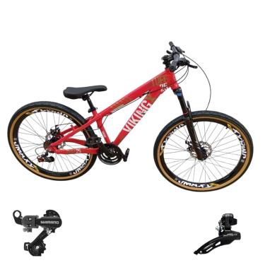 Imagem de Bicicleta 26 VikingX T25 24v Cambio Dianteiro e Traseiro Shimano Pneu Aro 26 Balão Faixa Amarela-Unissex