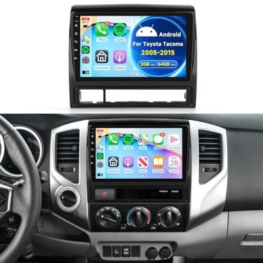 Imagem de Rádio de carro 2G + 64G Android 15 para Toyota Tacoma 2005-2015, Rimoody Car Stereo Wireless Carplay Andorid Auto Mirror Link GPS WiFi Bluetooth 5.0 FM/RDS EQ-32 SWC Câmera de backup