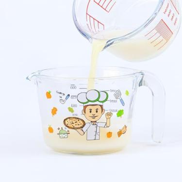 Imagem de Jarra medidora vidro temperado 500ml medidas transparente com alça ergonômica bico elegante cozinha graduada marcações resistente a temperaturas (Cozinheiro)