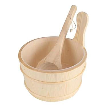 Imagem de Stgfyxgs Balde de Sauna de Madeira de 4 Litros E Concha com Encaixe, Feitos à Mão.