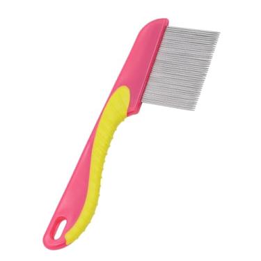 Imagem de 1 pente de pulgas para animais de estimação com dentes de aço inoxidável, pentes multiuso para pulgas e carrapatos com alça antiderrapante para cães e gatos, vermelho
